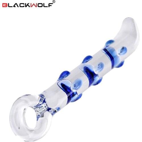 Black wolf 18*2cm Crystal Blue Pattern Dildo Penis, Huge Dildos Realistic Adult Sexuality Supplies Female Masturbation Dildos