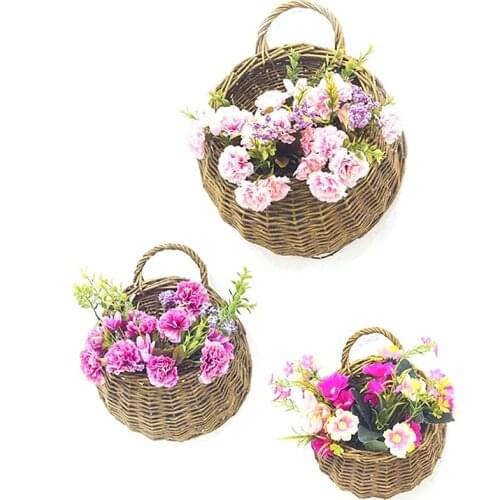 Flower Planter Wall Hanging Wicker Rattam Basket Garden Vine Pot Plants Holder Wholesale