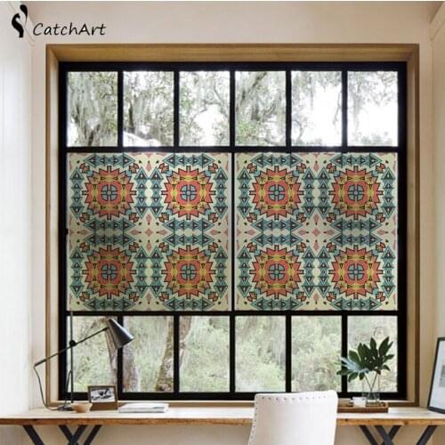 Decorative Privacy Window Film Paper Sticker European Retro Characteristics Decorative Flower Decal Panel Frosted Privacy Glas