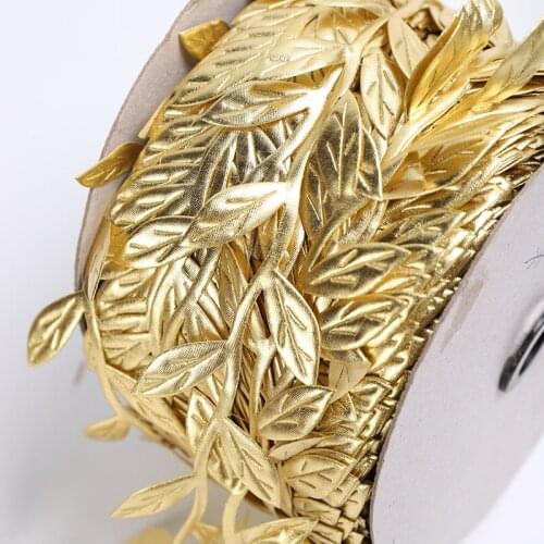 100meters Double Sides Gold Leaf Ribbon Roll for Gift Wrapping Art Craft Projects Wedding Party Decoration