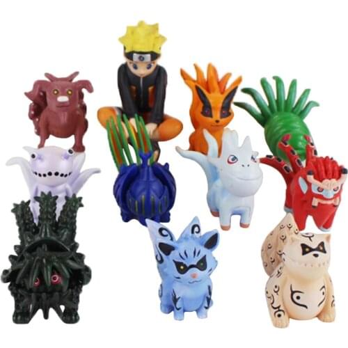 11Pcs/Set 4-8cm Naruto Shippuden Anime Animals Fox Demon Action Figure Toys PVC Collection Model Dolls Decoration Brinquedos