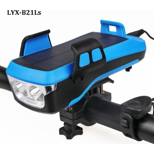 MTB Solar Bicycle light 4000mAh Led Cycle Riding Front Lamps USB Solar Powered Phone Bracket Bike Headlight Bell Horn Speaker