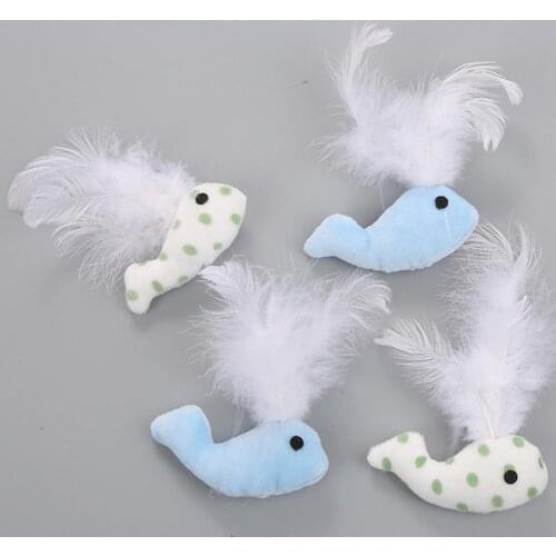 Cat Plush Feather Chew Toy Super Soft Plush Whale Shape Interactive Entertainment Pet Supply Scratch Resistant Entertainment Toy