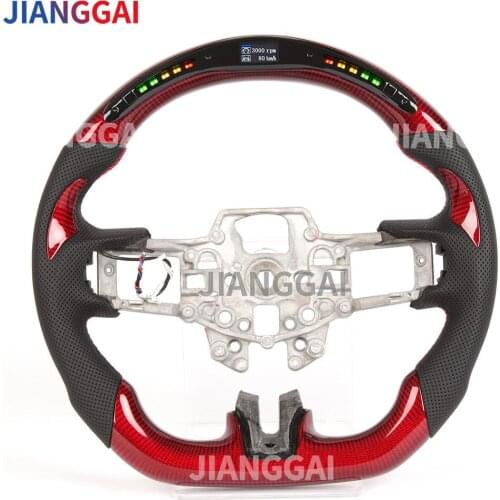 100% Carton Fiber Perforated Leather Car Steering Wheel For Mustang 2015-2017 Model