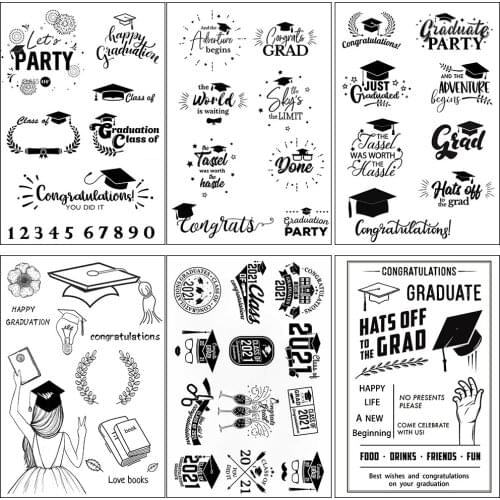 2021 Graduation Season Series Clear Stamps Rubber Silicone Seal for DIY Scrapbook Card Phopto Making Album Decoroation Crafts