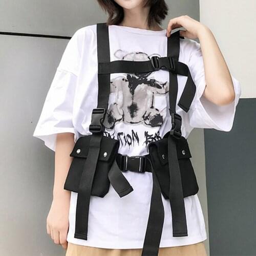 Cool Function Chest Rig Bag Waist Pack Hip Hop Boy Streetwear Chest Bag for Men Tactical Multfunction Pockets Vest Shoulder Bag
