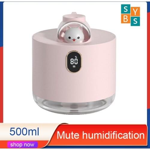 Spaceship Cute Pet Humidifier 500mL Small Portable Household Mute Bedroom Spray Humidifier For Student Home Dormitory Desktop