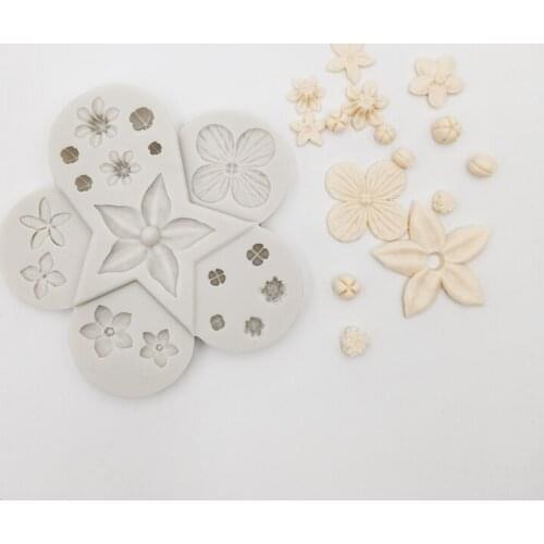Minsunbak Small Size Flower Shape Chocolate Silicone Mold Cake Border Decorated Fondant Mold Sugar Craft Tool