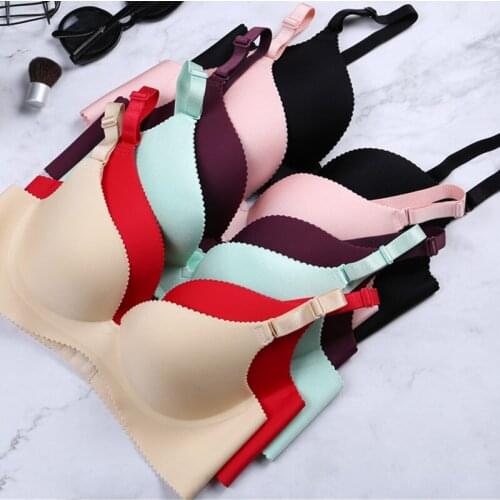 New Fashion Women 's Bra Deep V Cup Sexy Lingerie Push Up Seamless Bra Wire Free Bralette 6 Colors Female Underwear