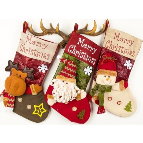 2022 New Year Christmas Stocking Sack Xmas Gift Candy Bag Noel Christmas Decorations for Home Navidad Sock Christmas Tree Decor