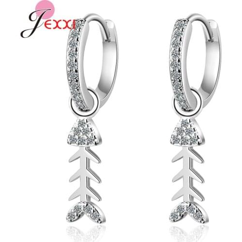 New Popular Trend Korean Style Earrings For Women Girls Genuine 925 Sterling Silver Hoop Earrings With Sparkling AAA Crystal