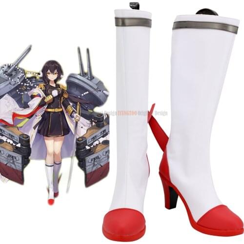 Mikasa Shoes Cosplay Game Azur Lane Mikasa Cosplay Boots White High Heel Shoes Custom Made