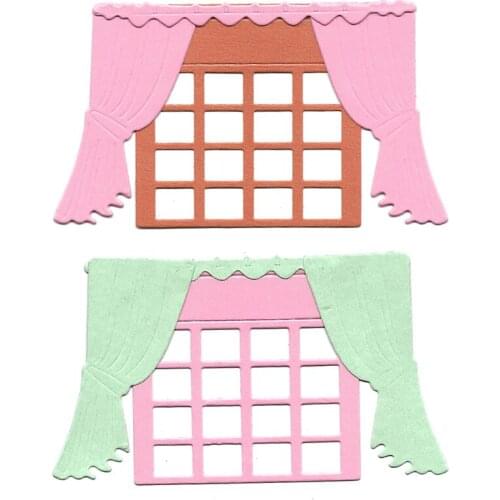 Window Curtain Metal Cutting Dies Scrapbooking Embossing Folders for Card Making Craft DIY Clear Stamps and Slimline Die Cut