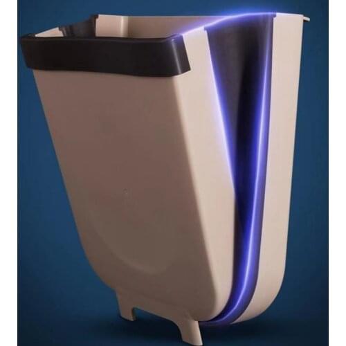 Japanese Style New Portable Foldable Bathroom Kitchen Trash Can Cabinet Cleaning Box Door Hanging Toilet Supplies