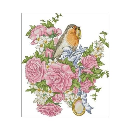 Roses and rings for Merejkas wedding Counted Cross Stitch 11CT 14CT 18CT DIY Cross Stitch Kits Embroidery Needlework Sets