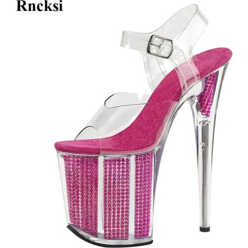 Rncksi Women Transpant Platform with Straps sandals 20cm high heels dress New womens shoes