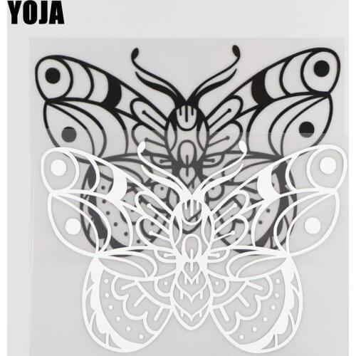 YOJA 17.4×12.1CM Cartoon Animals Lovely Moth Decal Vinyl Car Sticker Black/Silver 19C-0089