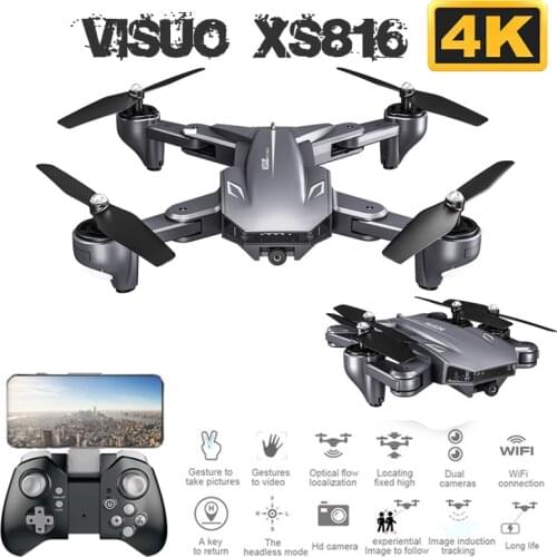 Visuo XS816 RC Drone with 50 Times Zoom WiFi FPV 4K /720P Dual Camera Optical Flow Quadcopter Foldable Selfie Dron VS SG106 E58