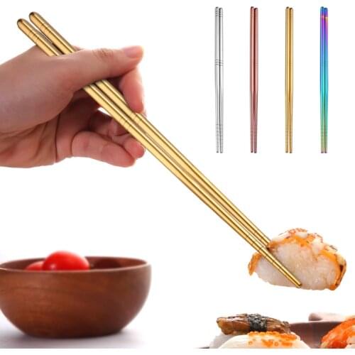 High Qualit Stainless Steel Chopsticks Metal Chop Sticks Tableware Silver Gold Multicolor Wedding Party Festival Occasions