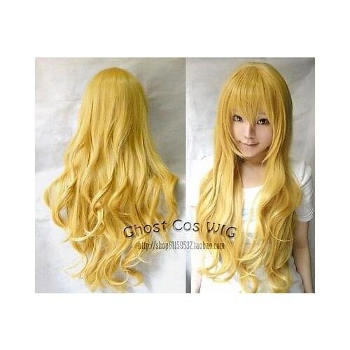 Yshun TJS &Wholesale&>> 80CM Long wavy cream blond gold color Cosplay Party Wig