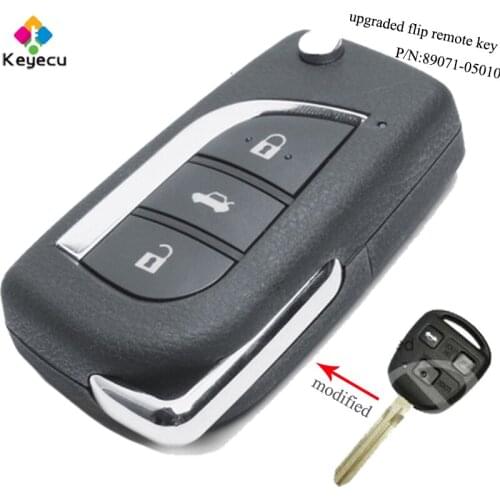 KEYECU Replacement Upgraded Remote Key - 433.92MHz 4D67 Chip TOY43 Blade - FOB for Toyota Avensis 2003 - 2008 FCC ID: 8907-05010