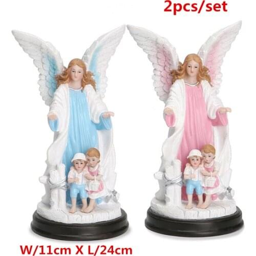 2pcs angel children and diffrent styles Blessed Saint Virgin Mary Statue Jesus Christ Tabletop Ornament Mothers Day gift
