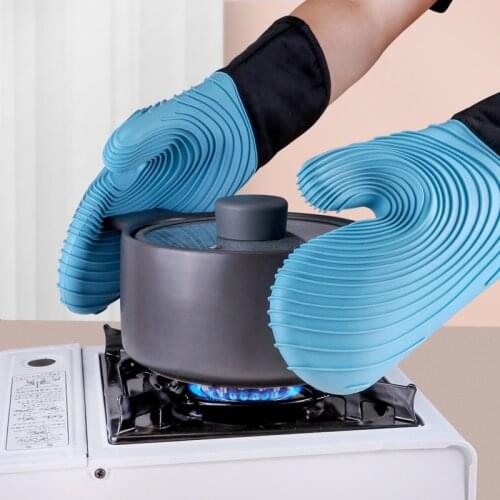 2PCS Baking microwave oven insulation gloves silicone high temperature kitchen supplies anti scald gloves thickening anti slip