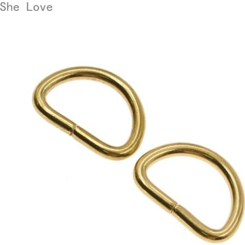 Chzimade 2pcs Vintage Solid Brass D Ring Buckle Golden DIY Bracelet Keychain Bag Accessories