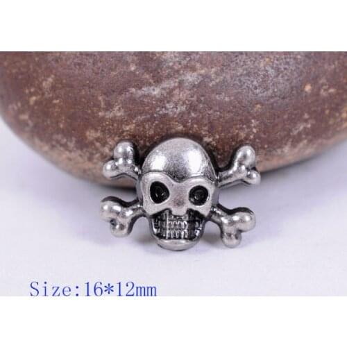 30X Antique Silver Punk Metal Skull Bone Cross Fasteners Rivets Spike Studs Decor