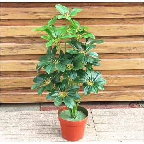 65CM18 Fork Artificial Banyan Plants Plastic Palm Tree Branch Green Fake Potted Garden Living Room Hotel Desktop Home Decoration