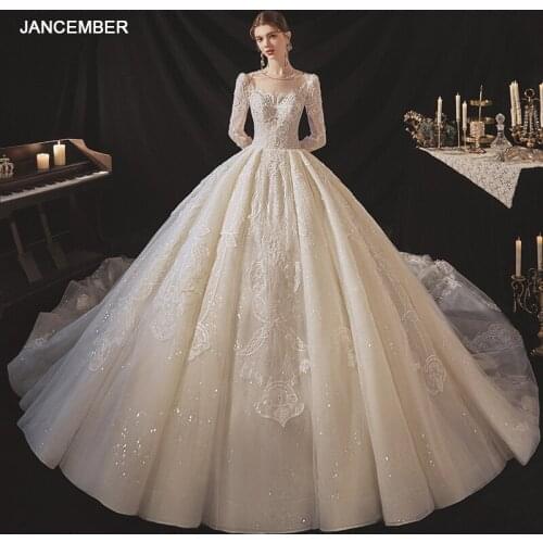 ASN029 Luxury Wedding Dress White Lace Long Sleeve Bridal Gowns Vestidos De Novia Baratos Con Envio Gratis Hochzeitskleid