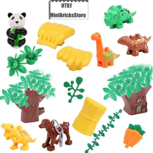 Duplo City Toys Hobby DIY Model Building Plant Tree Duploed Animals Dinosaurs Childrens Toys Building Blocks Kids Gifts