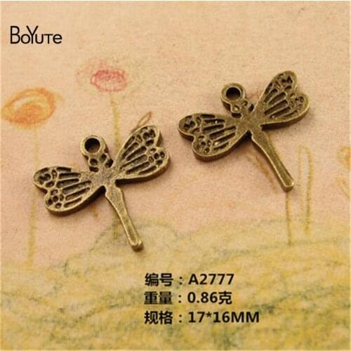BoYuTe (100 Pieces/Lot) 17*16MM Zinc Alloy Charms Antique Bronze Plated Dragonfly Charm Pendants Metal Jewelry Findings for Diy