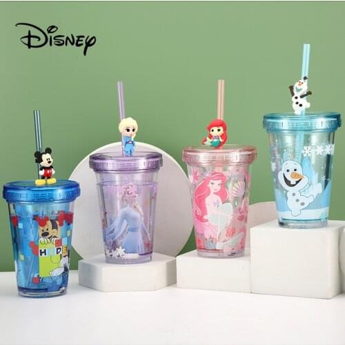 Kids Disney Princess Elsa Mermaid Sippy Cup for Girls Cute Cartoon Pixar McQueen Mickey Mouse Adult Sippy Cup 3D Cup with Straw