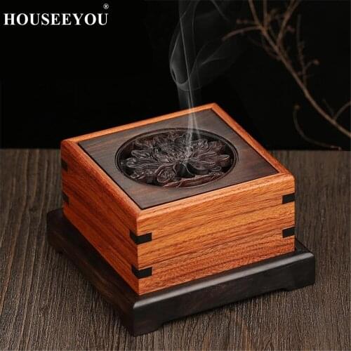 Ebony Sticks Coil Incense Burner with Peony Flower Furnace Yellow Acid Violet Sandalwood Openwork Aroma Censer Fragrant Furnace