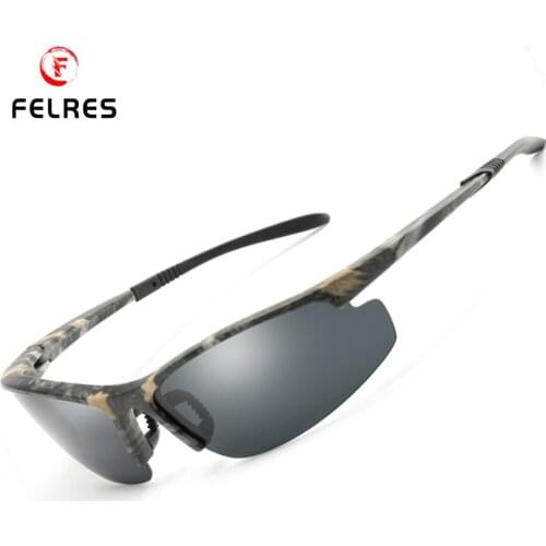 FELRES Men Polarized Sport Sunglasses Women Eyewear Outdoor Driving Cycling Goggles UV400 Camouflage Frame Glasses F1041