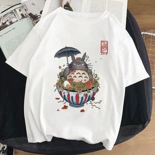 Miyazaki Hayao Anime Graphic Print T-shirt Women Harajuku Aesthetic White Tops Tshirt 2021 New Summer Fashion Y2k Female T Shirt