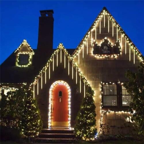 Meteor Shower Fairy String Lights 8 Tubes 30cm 50cm Outdoor Waterproof Garden Christmas Decor Garland New Year 2022 Decoration