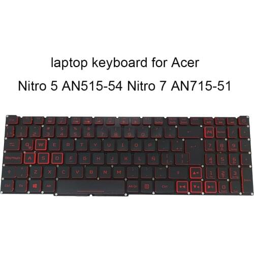 LA Backlit Keyboard for Acer Nitro 5 AN515 54 557H 7 AN715-51 Latin Spanish Replacement keyboards SP ES red keys LG5P N90BRL new