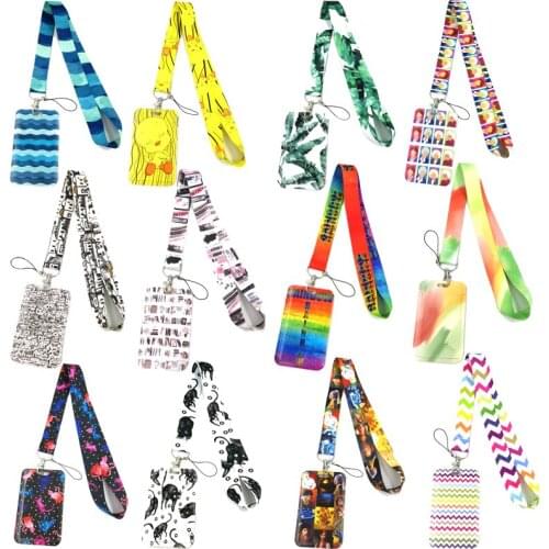 Fashion Lanyards ID Badge Holder Bus Pass Case Cover Slip Bank Credit Card Holder Strap Card Holder