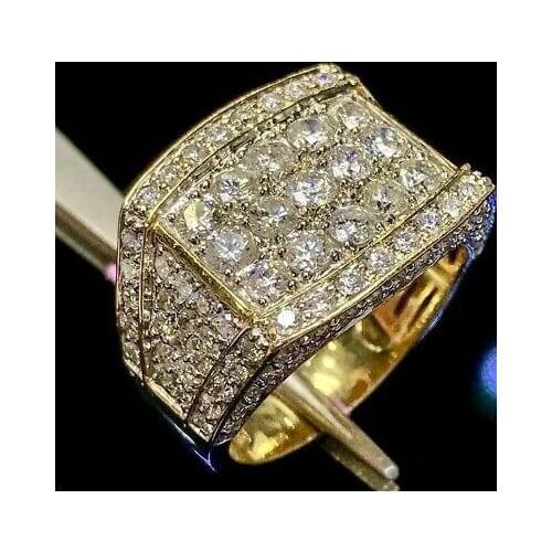 Business Domineering Mens Fashion Luxury JewelrySeparation Natural White Sapphire Diamond Ring European and American