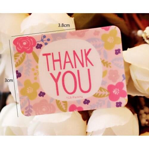 90pcs/pack Pink Flowers Thank You Aesthetic Stickers Kawaii Clear Gift Sealing Sticker For Gift Packing