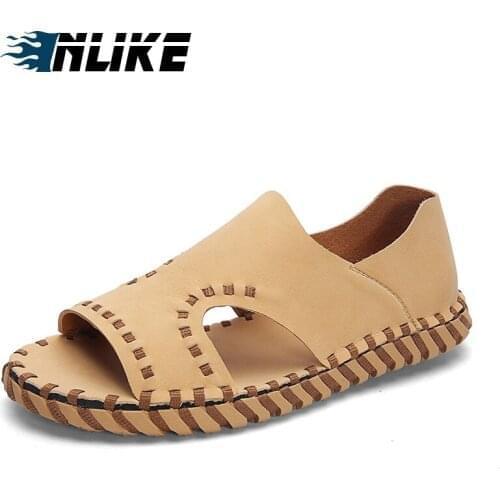New Men Sandals High Quality Men Leather Sandals Summer Beach Men Casual Shoes