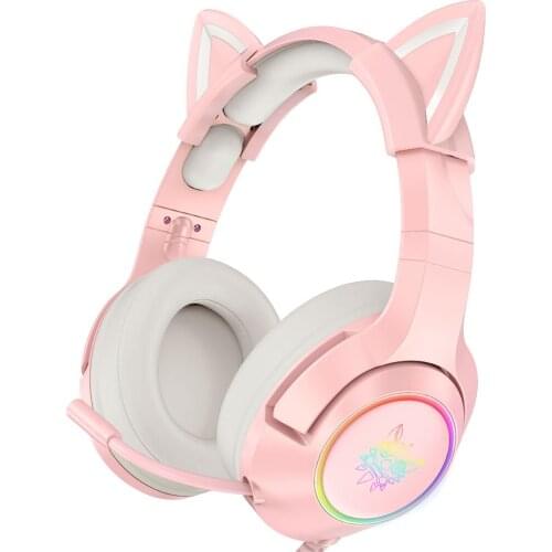 ONIKUMA K9 Gaming Headset casque Cute Girl Pink Cat Ear Stereo Headphones with Mic & LED Light for Laptop Computer Gamer