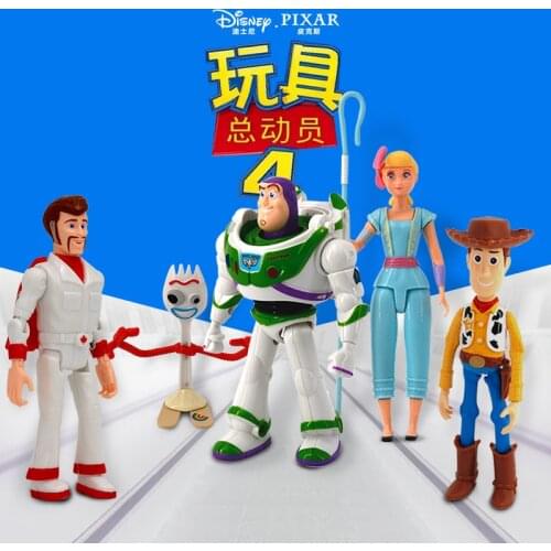 Disney Original Toy Story 4 Toy Figure Buzz Lightyear Sheriff Woody Duke Caboom Bo Peep Forky Model