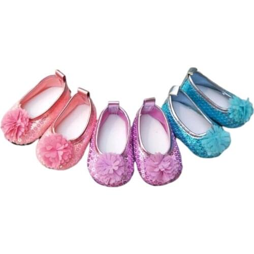Fit for Baby Doll Sequin Shoes Suitable for 18 Inch Girl Doll Toy Boots Doll Accessories Kids Gift