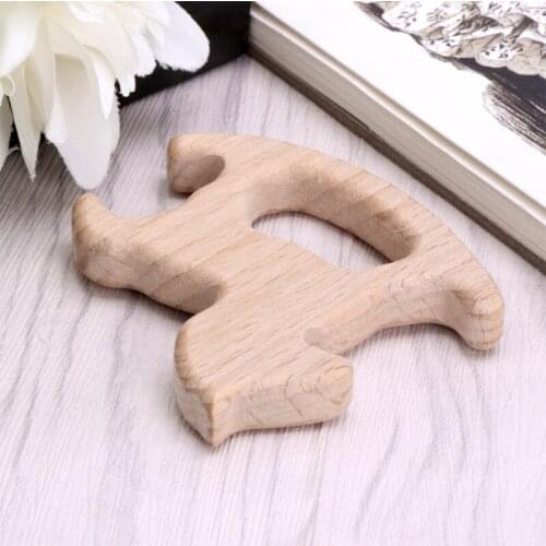 Natural Wood Trojan Horse Shape Pendant DIY Jewelry Findings Baby Teether Shower 97QE