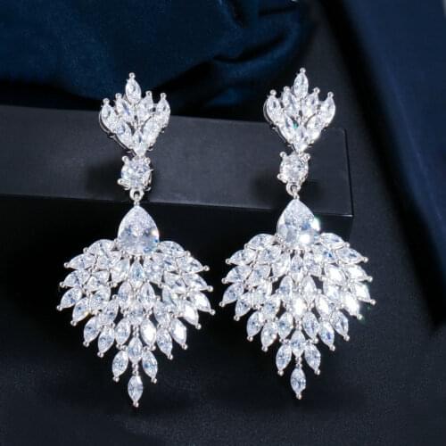SINZRY gorgeous costume jewelry AAA cubic zircon fancy sparkling creative palace bridal dangle earrings for women