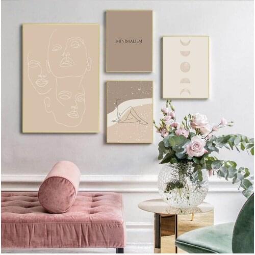 Minimalist Women Line Quote Beige Bundle Wall Art Canvas Painting Nordic s And Prints Wall Pictures For Living Room Decor