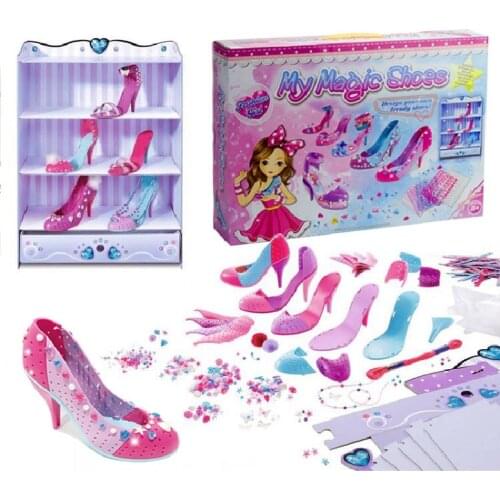 DIY high-heeled Shoes Girls Doll House Decorated Makeup Accessories Colored Beads Puzzled High-heeled Shoes Kids Girls Cosmetics